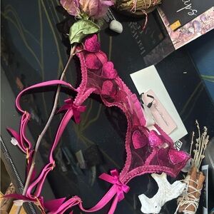 Brand NEW Agent Provocateur Fuchsia Heart Appliqué Sheer Bralette